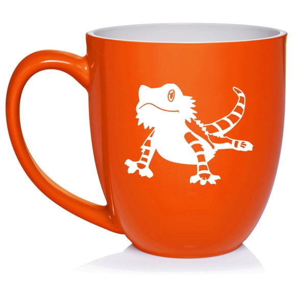 Bearded Dragon Lizard Ceramic Coffee Mug Tea Cup Gift for Her, Him, Friend, Coworker, Wife, Husband (16oz Orange)