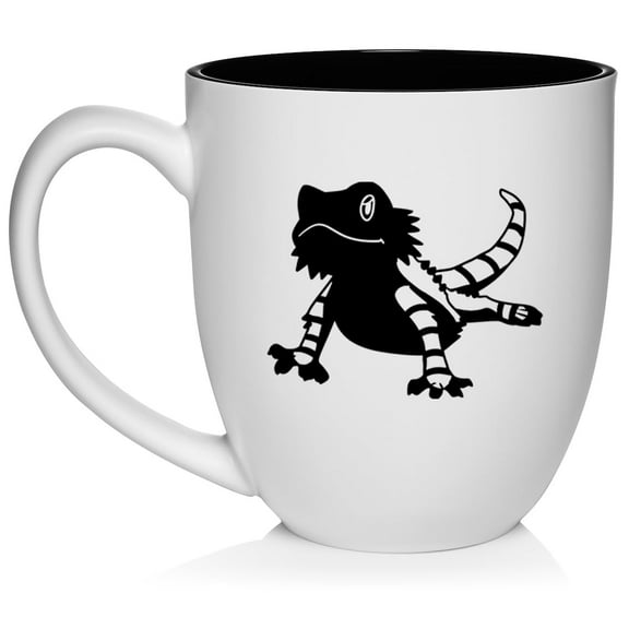 Bearded Dragon Lizard Ceramic Coffee Mug Tea Cup Gift for Her, Him, Friend, Coworker, Wife, Husband (16oz White)
