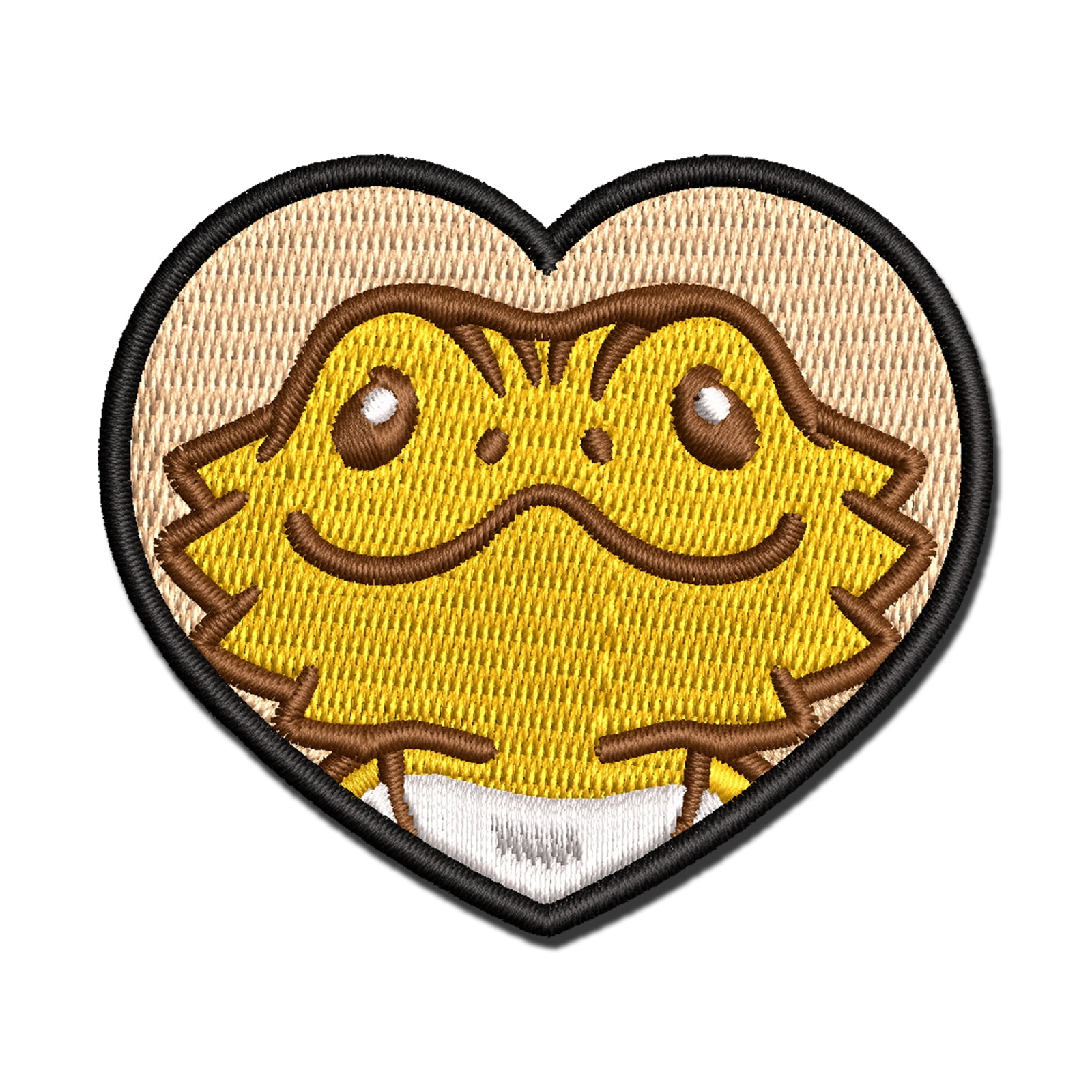 Bearded Dragon Lizard Inside of Heart Applique Multi-Color Embroidered Hook & Loop Patch - 3.5 Inch Large