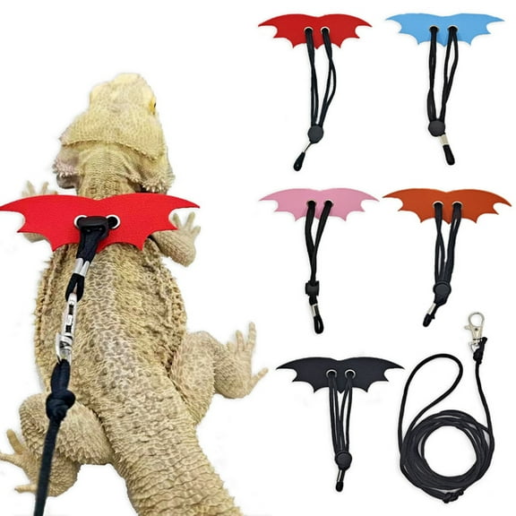 Bearded Dragon Lizard Leash Harness - Adjustable Cool Leather Wing Lizard Reptile Harness Leash for Bearded Dragon Lizard Reptiles