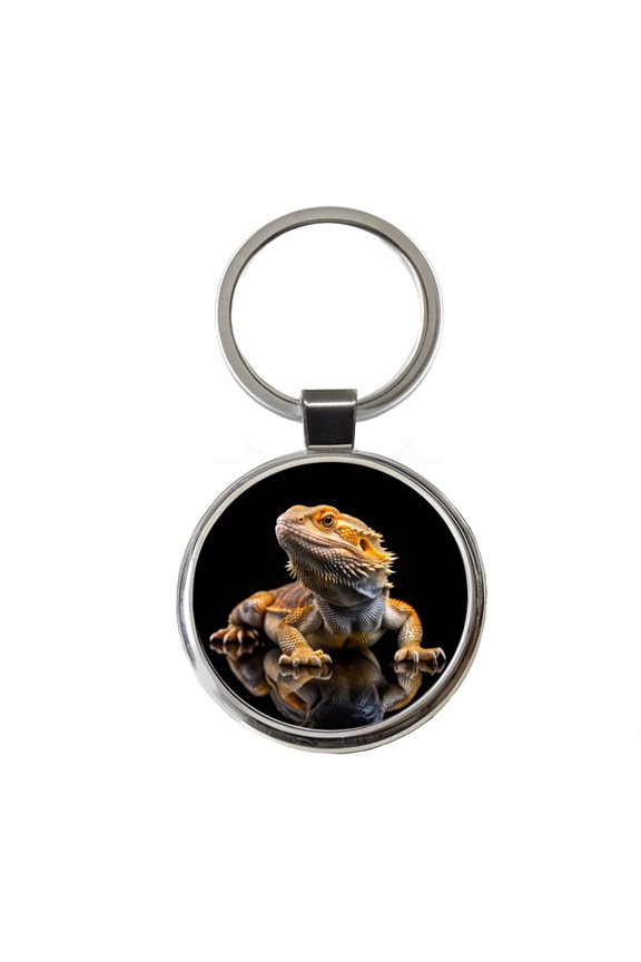 Bearded Dragon Lizard Reptile Metal Round Keychain