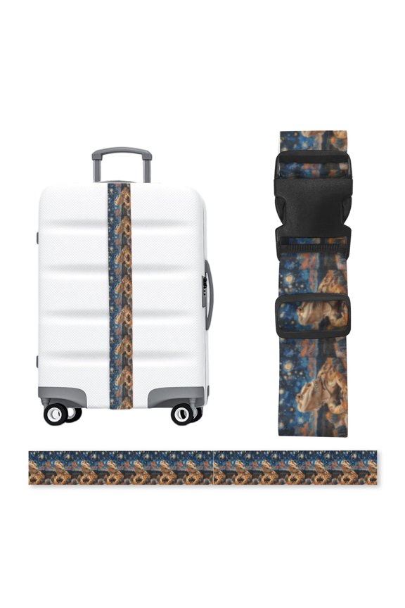 Bearded Dragon Lizards Retro Starry Adjustable Luggage Strap, 2-Inch Wide Heavy-Duty Suitcase Belt, Buckle Travel Bag Securing Band