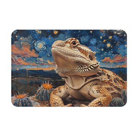 Bearded Dragon Lizards Retro Starry Doormat Non Slip Front Door Bathroom Bath Mats Entryway Rug 23.6x15.7 Inch Indoor Door Carpet