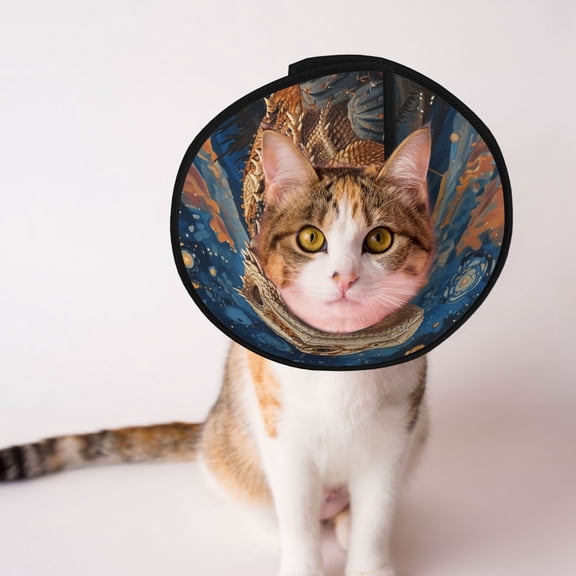 Bearded Dragon Lizards Retro Starry Soft Pet Recovery Collar for Cats Small Dogs, Protective Elizabeth Collar for Post-Surgery, Anti-Lick & Anti-Scratch