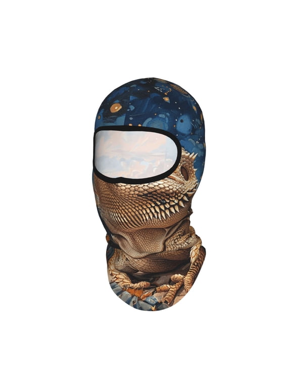 Bearded Dragon Lizards Retro Starry Unisex Balaclava Ski Mask Full Face Cover for Cold Weather & UV Protection, Breathable Cooling Helmet Liner