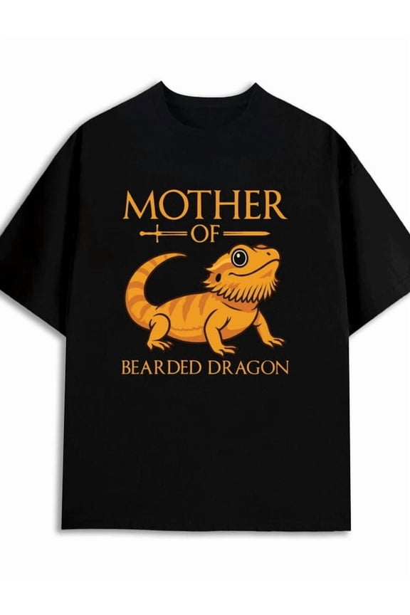 Bearded Dragon Mom men 180G 100% Cotton black Basic Unisex Shirt Graphic tshirts Retro Unisex Shirt Graphic Tee tshirts Casual Unisex Shirt Printed tshirts