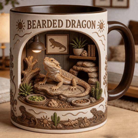 Bearded Dragon Mug for Reptile Lovers, Cute Lizard Coffee Cup Gift