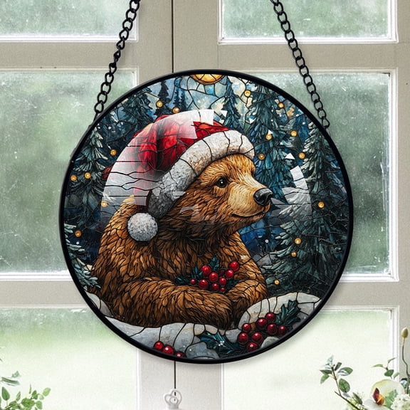 Bearded Dragon Ornament Christmas 2025, Bearded Dragon Stained Glass Hanging Window Decoration – Unique Glass Panel for Natural Light Display