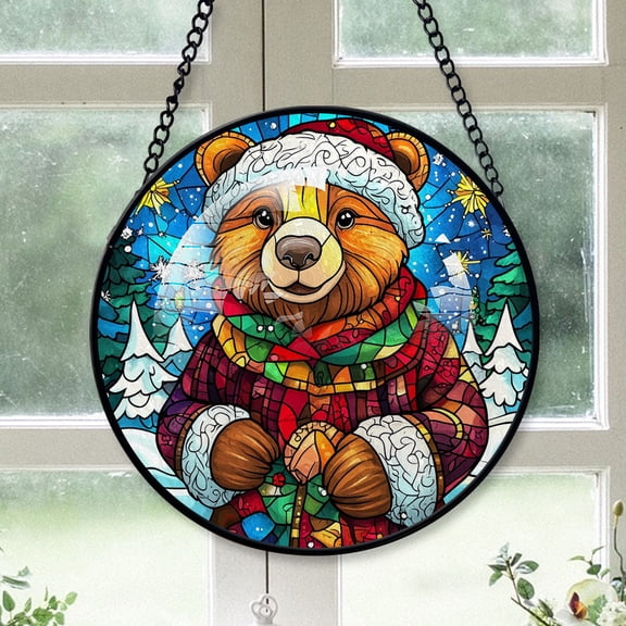 Bearded Dragon Ornament Christmas 2025, Bearded Dragon Stained Glass Window Decoration – Luminous Hanging Sun Catcher for Nature-Inspired Spaces