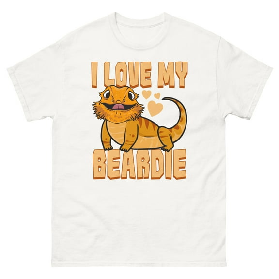 Bearded Dragon Shirt For Family I Love My Beardie TShirt (White, L)