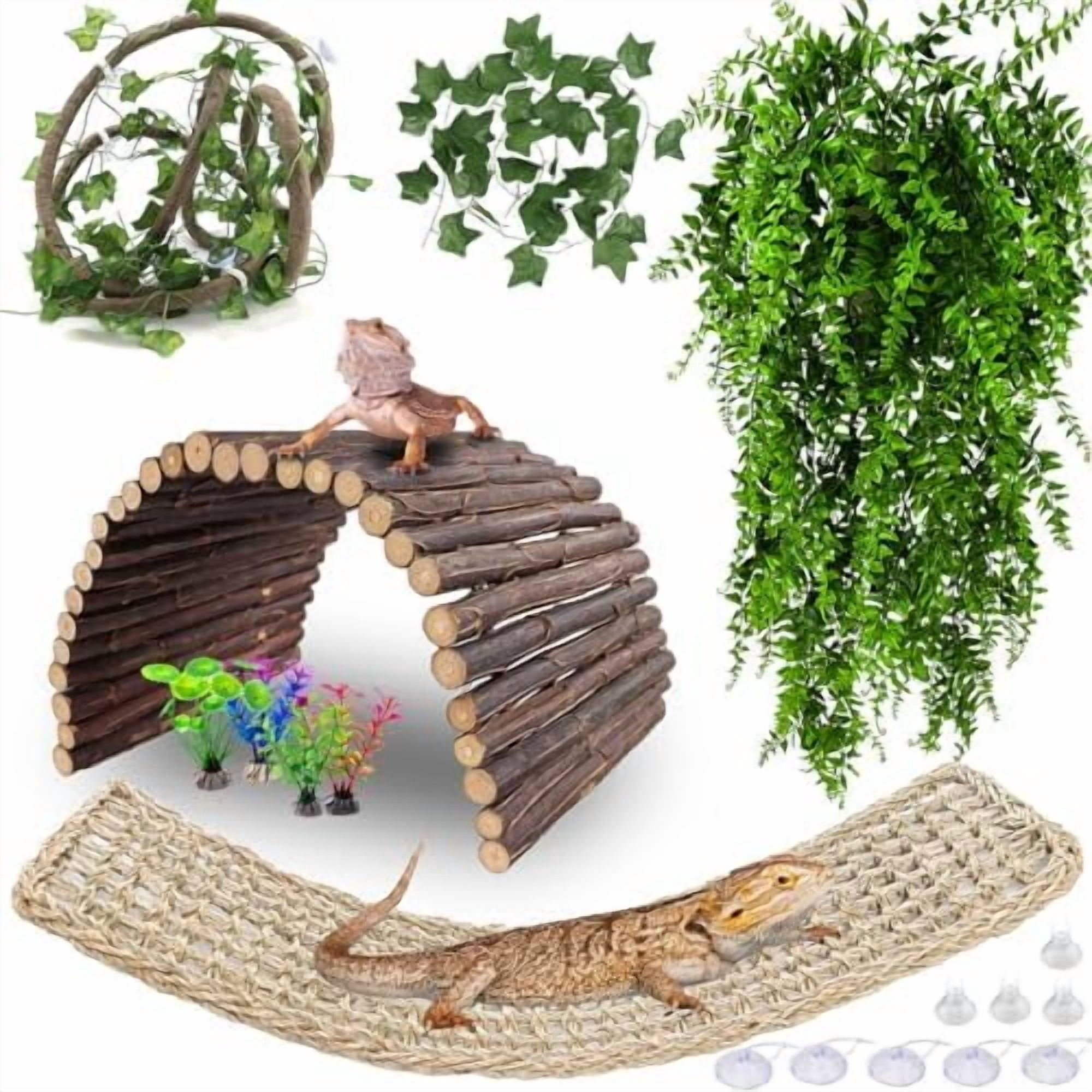 Bearded Dragon Tank Accessories, Large Reptile Bridge Hammock Flexible