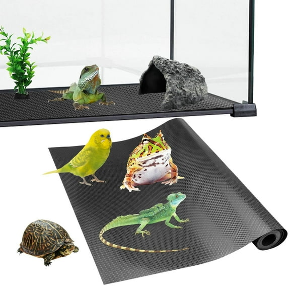 Bearded Dragon Tank Carpet, 17.7 x 39.3" Premium Reptile Terrarium Liner Substrate for Leopard Gecko, Snake, Lizard and Tortoise, Non-Adhesive Reptile Mat Bedding for Reptile Tank-Black