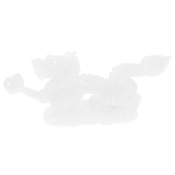Auspicious Dragon Statue Desktop Decor White Resin Craft for Decoration 7.8 inches