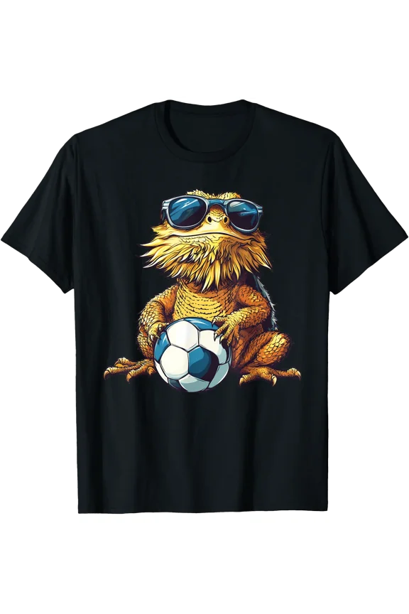 Bearded Dragon Wearing Sunglasses Soccer Ball T-Shirt
