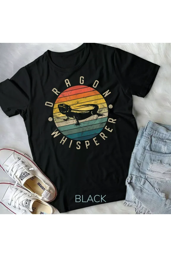 Bearded Dragon Whisperer Vintage Sunset Lizard Reptile Unisex & Youth T Shirt