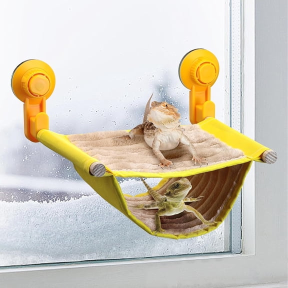 Bearded Dragon Windows Perch Reptile Hammock with Strong Suction Cups Soft Warm Lizards Bed Double Layered Cage Accessories for Chameleon, Geckos, Snakes