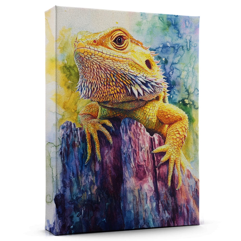 Bearded Dragon Yellow Canvas Wall Art Animal Decor, Bearded Dragon ...
