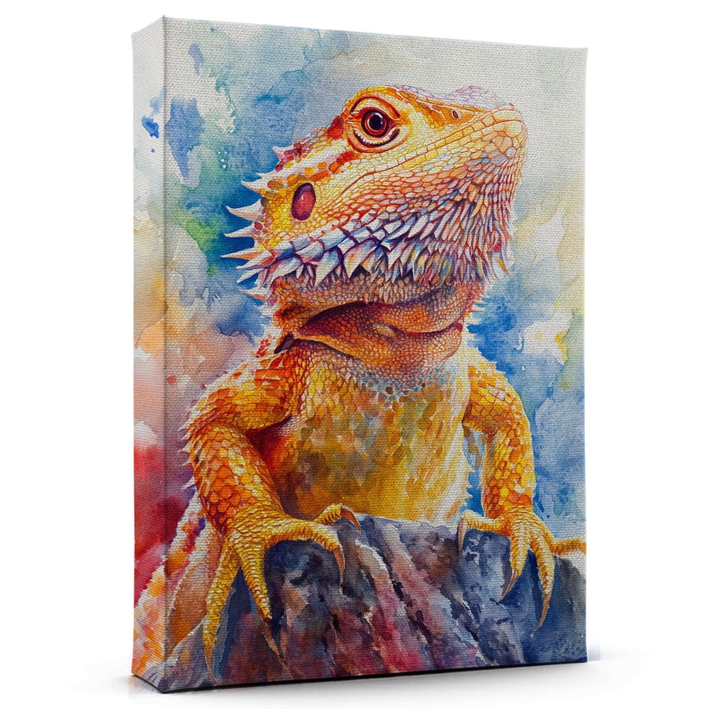 Bearded Dragon Yellow Canvas Wall Art Decor, Colorful Bearded Dragon ...