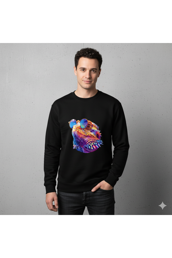 Bearded Dragon with Sunglasses Retro Lizard Lover Sweatshirt, up to size 5XL