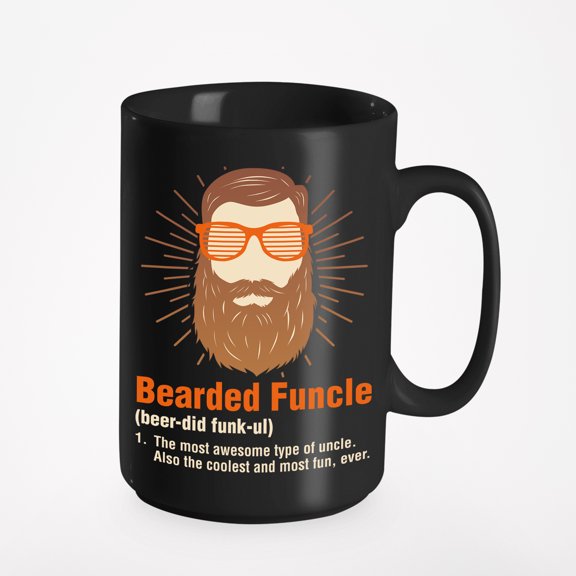 Bearded Funcle Best Funny My Favorite Uncle, Black 15oz Ceramic Mug