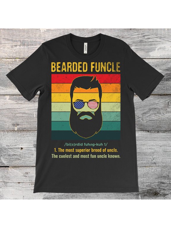 Bearded Funcle Funny Uncle Definition T-Shirt, Vintage Cool Beard Costume Gift, Long Beards Man Mustache, Boyfriend Dad, Birthday Present,