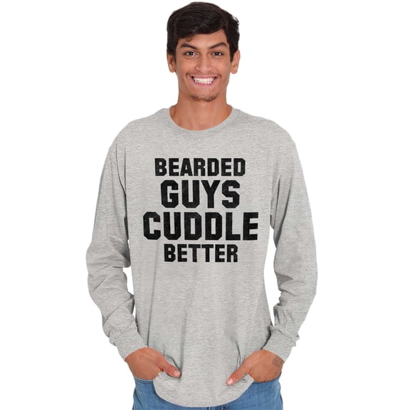 Bearded Guys Cuddle Better Flirting Men's Big & Tall Long Sleeve Graphic Tee Brisco Brands 3X