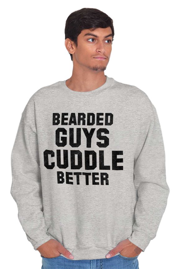 Bearded Guys Cuddle Better Flirting Men's Crewneck Sweatshirt Brisco Brands S