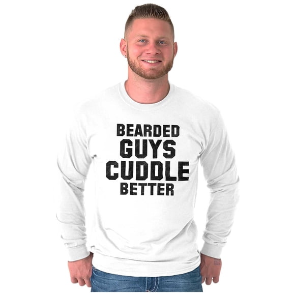 Bearded Guys Cuddle Better Flirting Men's Long Sleeve Tee T Shirt Brisco Brands S