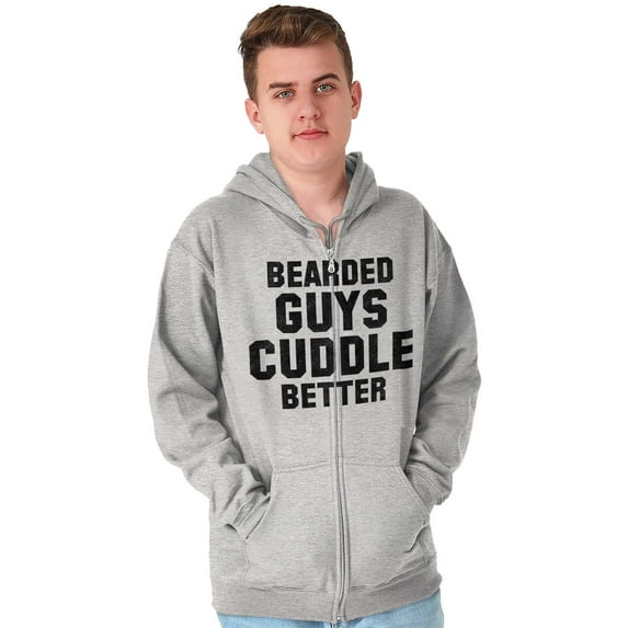 Bearded Guys Cuddle Better Flirting Zip Hoodie Sweatshirt Men Brisco Brands S