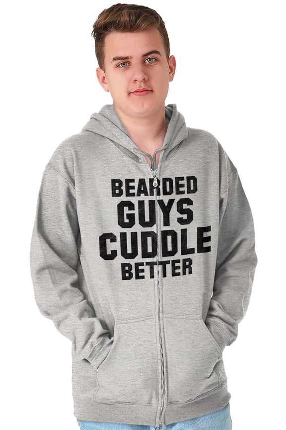 Bearded Guys Cuddle Better Flirting Zip Hoodie Sweatshirt Men Brisco Brands S