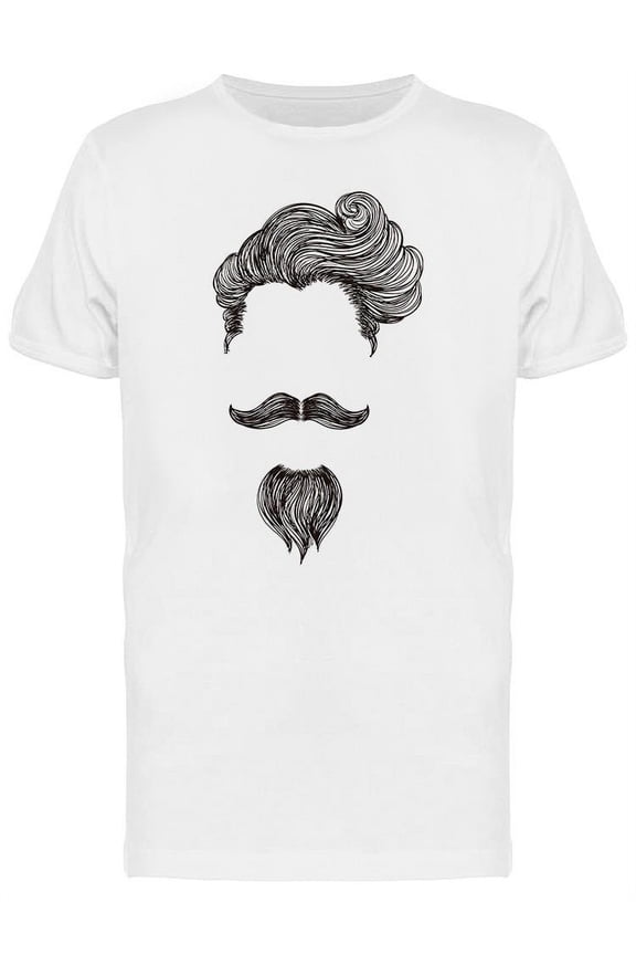 Bearded Hipster With Mustache T-Shirt Men -Image by Shutterstock, Male Large