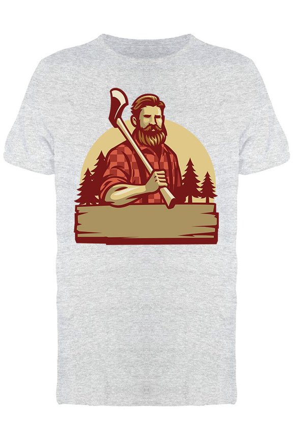 Bearded Lumberjack Design T-Shirt Men -Image by Shutterstock, Male Small