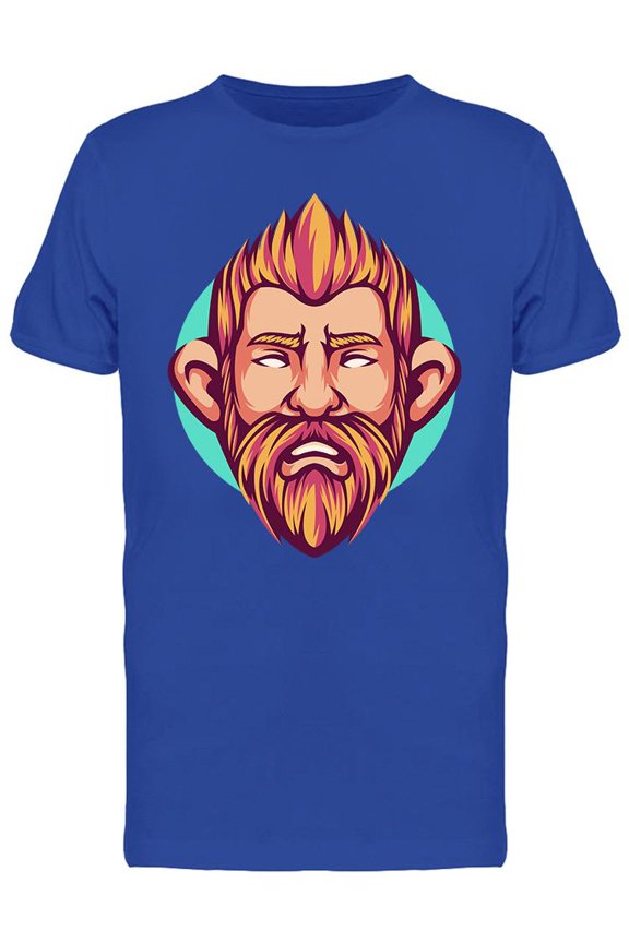 Bearded Man Cartoon T-Shirt Men -Image by Shutterstock, Male 3X-Large