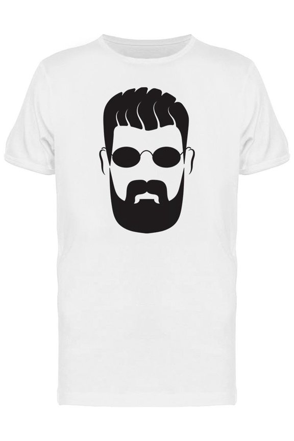 Bearded Man Face Silhouette T-Shirt Men -Image by Shutterstock, Male Small