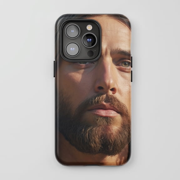 Bearded Man Portrait For All iPhone Series Tough Phone Case Photo Realistic Brown Tones