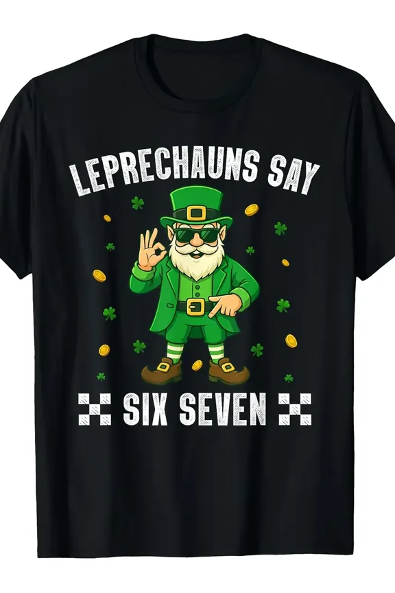 Bearded Man in Green Suit Six Seven Joke Holiday Short Sleeve T-Shirt