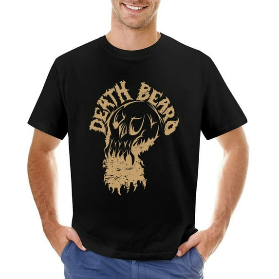 Bearded Skull Death Beard Vintage T-shirt Mens Cotton Classic Crewneck Short Sleeve Tees Unisex Black S