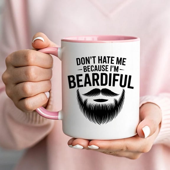 Beardiful Beard Pun Mug Don't Hate Me Coffee Cup Funny Beard Humor Gift Bearded Man Morning Mug SarC1Astic Facial Hair Coffee Cup