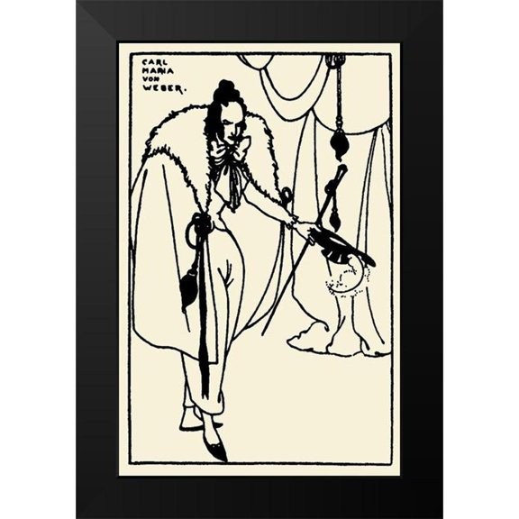 Beardsley, Aubrey 10x14 Black Modern Framed Museum Art Print Titled - Savoy 1896 Vol.8 - Carl Maria von Weber