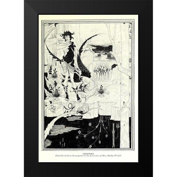 Beardsley, Aubrey 11x14 Black Modern Framed Museum Art Print Titled - Siegfried 1909