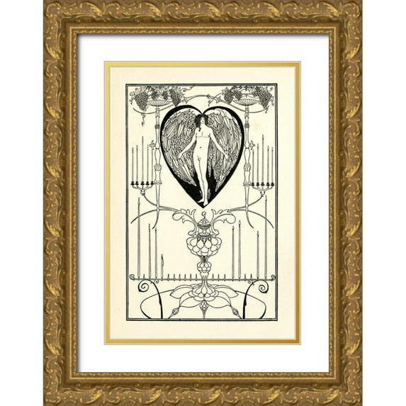 Beardsley, Aubrey 11x14 Gold Ornate Wood Framed with Double Matting Museum Art Print Titled - The Mirror of Love