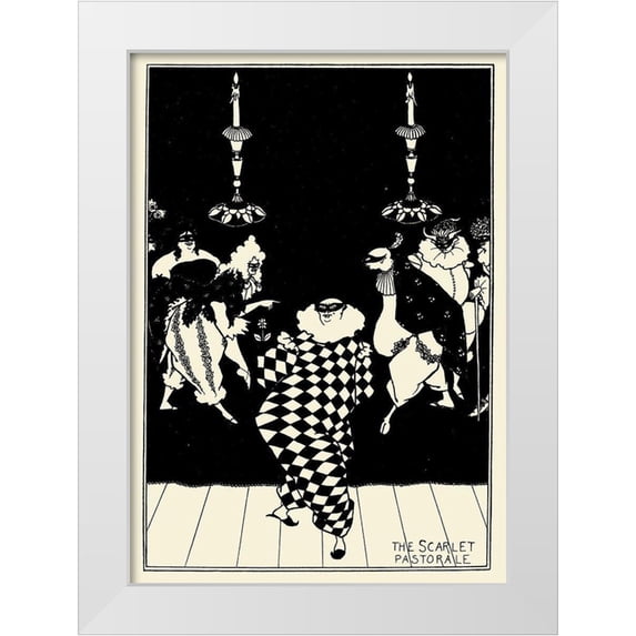 Beardsley, Aubrey 11x14 White Modern Wood Framed Museum Art Print Titled - Scarlet Pastorale