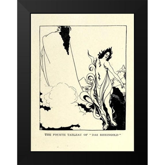 Beardsley, Aubrey 12x14 Black Modern Framed Museum Art Print Titled - Das Rheingold 1918