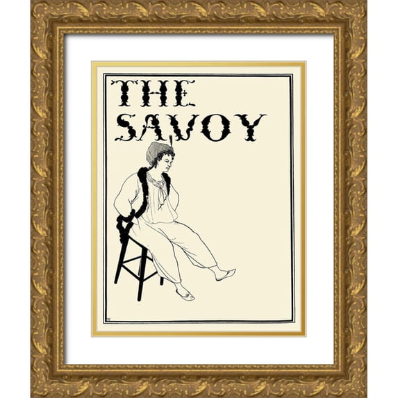 Beardsley, Aubrey 15x18 Gold Ornate Wood Framed with Double Matting Museum Art Print Titled - Savoy 1896 Vol.8 - Cover Design