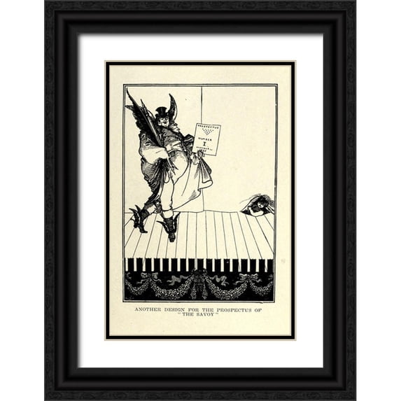 Beardsley, Aubrey 17x24 Black Ornate Wood Framed with Double Matting Museum Art Print Titled - Prospectus 2