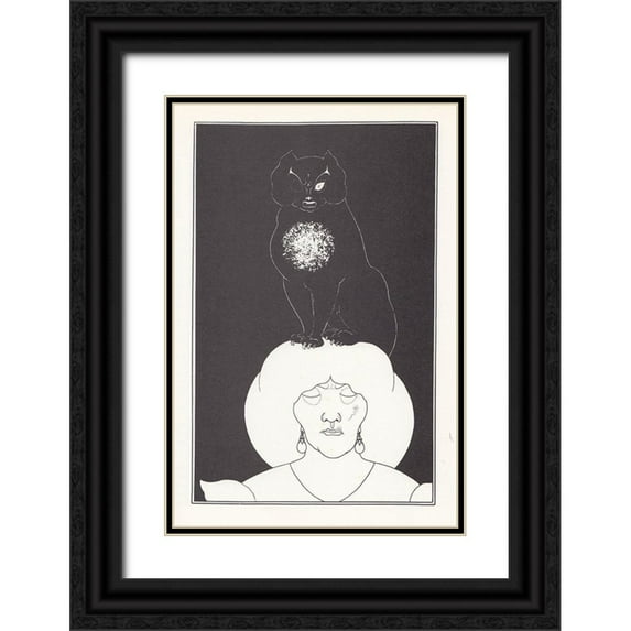 Beardsley, Aubrey 17x24 Black Ornate Wood Framed with Double Matting Museum Art Print Titled - Tales of Mystery 1894 - The Black Cat