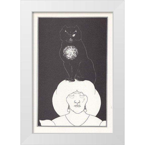 Beardsley, Aubrey 17x24 White Modern Wood Framed Museum Art Print Titled - Tales of Mystery 1894 - The Black Cat