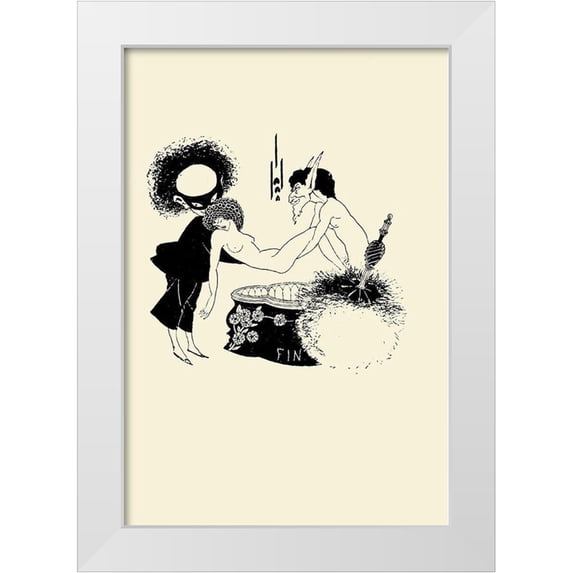 Beardsley, Aubrey 18x24 White Modern Wood Framed Museum Art Print Titled - Salome 1894 - The Burial of Salome
