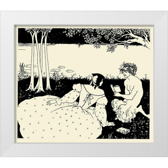 Beardsley, Aubrey 23x20 White Modern Wood Framed Museum Art Print Titled - Design for Yellow book 5