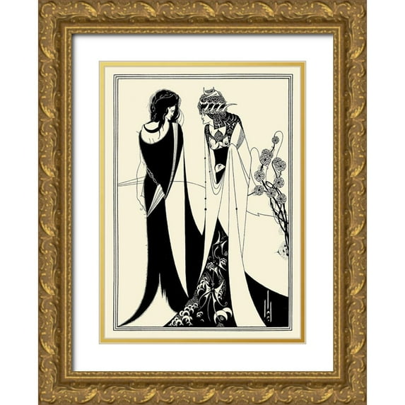 Beardsley, Aubrey 24x32 Gold Ornate Wood Framed with Double Matting Museum Art Print Titled - Salome 1894 - John and Salome